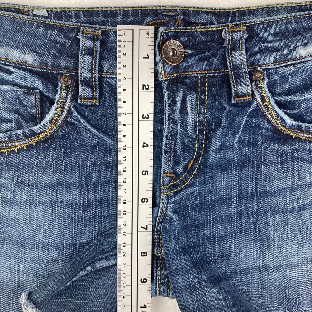 Silver Jeans Western Glove Works Lola Blue Jeans Cut Into Shorts Sz 28 - Picture 5 of 13